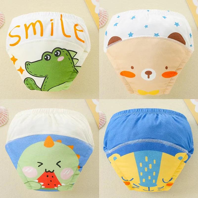 Lot de 4 Culottes Apprentissage Propreté Réutilisables – 100% Coton, 4 Couches, 1-3 Ans