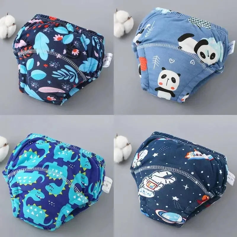 Lot de 4 Culottes Apprentissage Propreté Réutilisables – 100% Coton, 4 Couches, 1-3 Ans