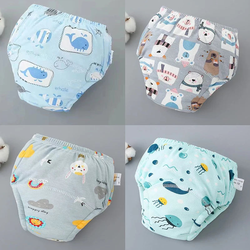 Lot de 4 Culottes Apprentissage Propreté Réutilisables – 100% Coton, 4 Couches, 1-3 Ans