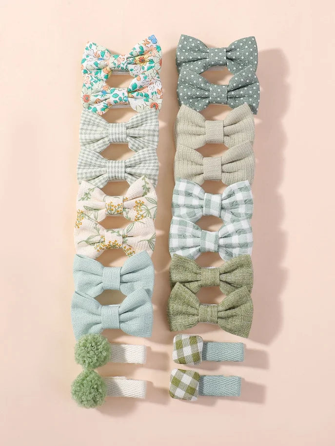 Lot de 20 Mini Barrettes Noeuds Marguerite Fait Main – Tissu Imprimé, Pince Métal