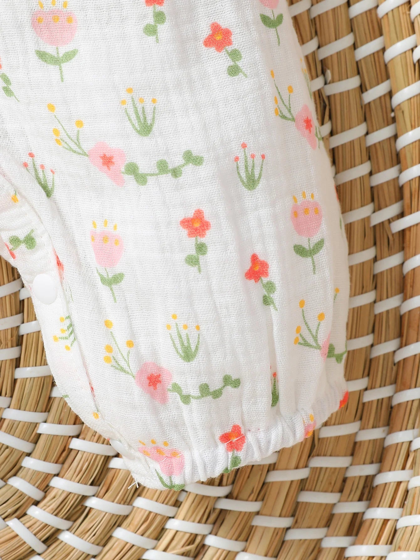 Combinaison Fleurie Manches Longues Bébé Fille + Bandeau – 100% Coton, 0-6M