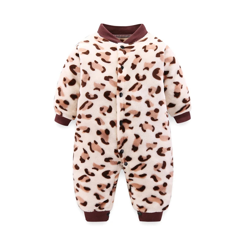 Combinaison Flanelle Douce Bébé – Polyester, Boutons Pression, 3 Tailles 0-9 Mois