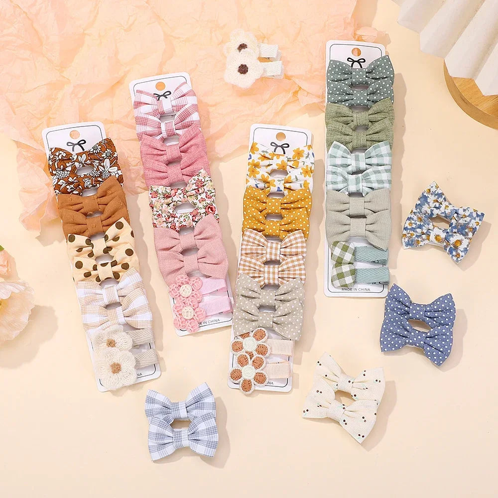 Lot de 20 Mini Barrettes Noeuds Marguerite Fait Main – Tissu Imprimé, Pince Métal