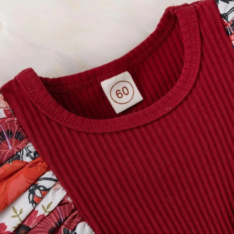 Robe Été Fleurie avec Noeud Bébé Fille – Coton & Élastane, 0-18 Mois