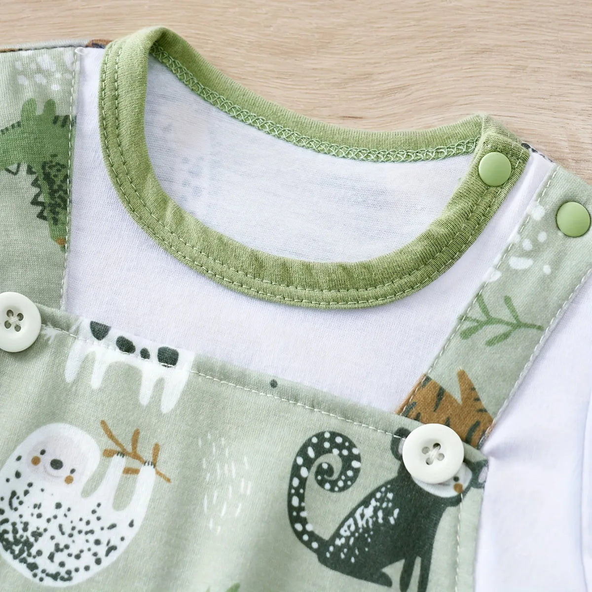 Body Animaux Zoo Manches Courtes Garçon Bébé – 97% Polyester, 5 Tailles 0-18 Mois