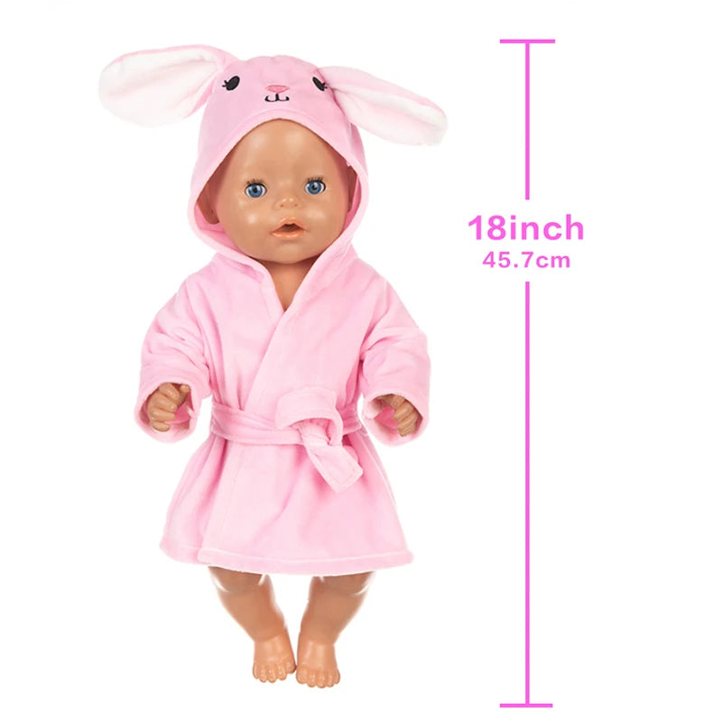 Doll Clothes Bathrobe Set Pajamas For 18Inch/45Cm American Doll Girls New Reborn Baby Doll Accessories Sleep Wear Birthday Gifts