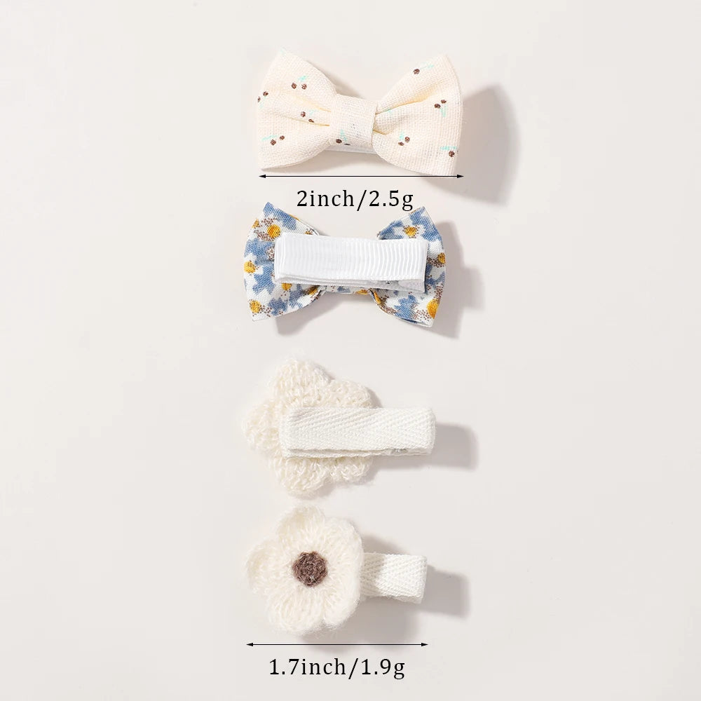 Lot de 20 Mini Barrettes Noeuds Marguerite Fait Main – Tissu Imprimé, Pince Métal